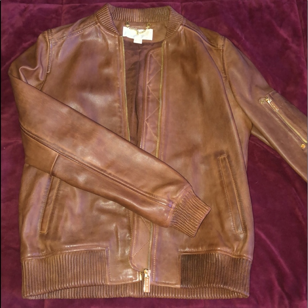 Michael Kors brown leather jacket